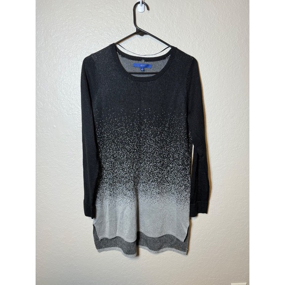 Apt. 9 Women's Black Silver Long Sleeve Ombre Knit Sweater Top - Picture 1 of 3